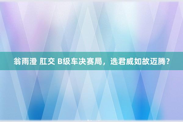 翁雨澄 肛交 B级车决赛局,选君威如故迈腾?