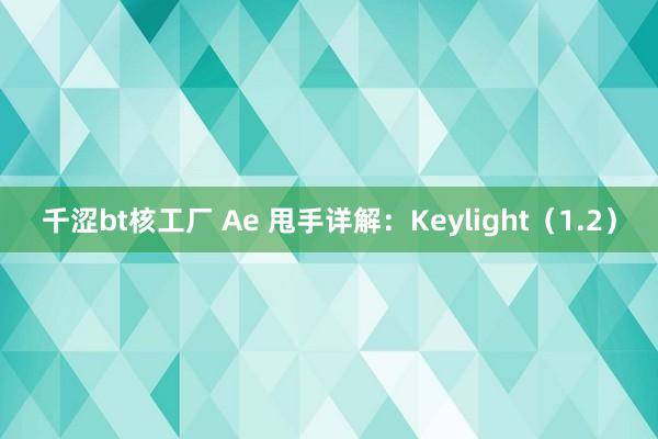 千涩bt核工厂 Ae 甩手详解：Keylight（1.2）
